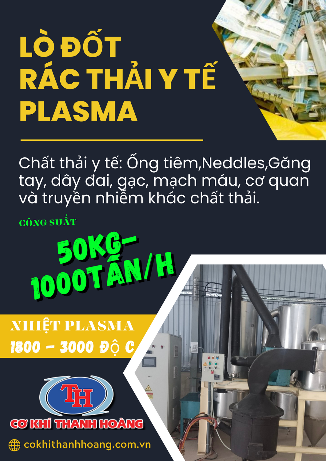 LÒ ĐỐT RÁC THẢI Y TẾ PLASMA THANH HOÀNG